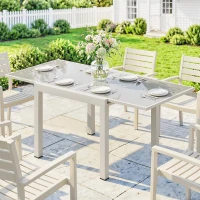 Outsunny Masă Extensibilă de Grădină cu Extensie Rabatabilă din Aluminiu și Sticlă, Crem(m-10)