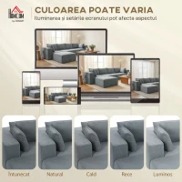 HOMCOM Colțar Modular din Material Catifea și Spumă cu Perne, 294x165x70 cm, Gri Închis(m-7)