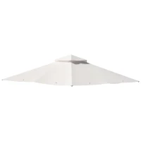 Outsunny 3x3(m) Replacement Gazebo Canopy, Double Tier Roof Top for Garden, Patio, Outdoor, Beige (TOP ONLY)(m-1)