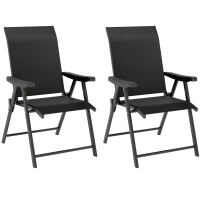 Outsunny Set of Two Folding Outdoor Chairs - Black(m-1)