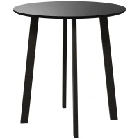 HOMCOM Esstisch für 2 Personen, weiße Tischplatte, Metallbeine mit Fußkappen, Ø72 x 75H cm, Schwarz(m-1)