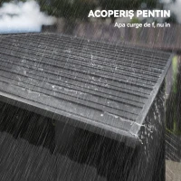 Outsunny Căsuță de Grădină din Metal cu Orificii de Ventilație și Ușă Glisantă, 159x106x181 cm, Gri Închis(m-7)