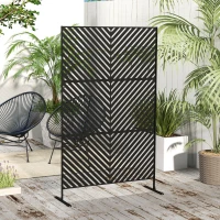 Outsunny 6.5FT Decorative Outdoor Divider, Metal Privacy Screen with Stand, Triangle Style, Black(m-10)