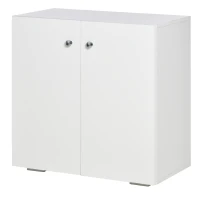 HOMCOM 2 Tier Bookcase, Wooden Storage Cabinet with 2 Doors, Freestanding Sideboard for Living Room, Home Office and Study, White(m-10)