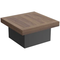 HOMCOM Table basse carrée avec éclairage LED 16 couleurs, table de salon moderne, 90 x 90 x 45 cm, noyer(m-1)