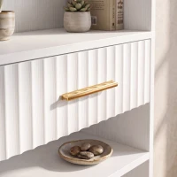 HOMCOM Bookcase Narrow Tall Space-Saving Bookshelf Drawer Open Shelves 60 x 24 x 182 cm White(m-13)