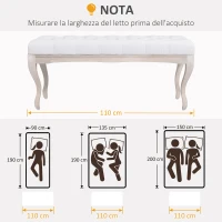 HOMCOM Panca Fondo Letto in Tessuto Effetto Lino, Schiuma e Legno, 110x37x49 cm, Bianco Crema(m-7)