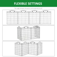 Outsunny Set of 2 Decorative Garden Fence, 8 Panels Metal Picket Fence, Versatile Shapes for Patio Lawn, 365cm x 112cm, Black(m-5)
