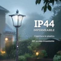 Outsunny Lampada da Giardino a LED a Energia Solare Impermeabile IP44, 18x18x160 cm, Nero(m-7)