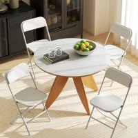 HOMCOM, Set de 4 Scaune Pliabile, Cu Orificii de Drenaj, Din Plastic și Metal, 45x49x79.5 cm, Alb(m-2)