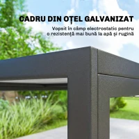Outsunny Set Masă și Scaune de Grădină 7 piese cu 6 Scaune Respirabile din Textilenă și Măsuță de Cafea cu Aspect Lemn, Negru(m-7)