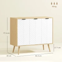 HOMCOM Modern Sideboard and Buffet, Dining Room Cabinet with Adjustable Shelves and 3 Doors, White(m-3)