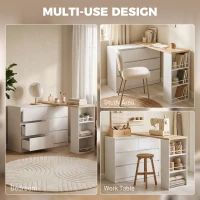HOMCOM Vanity Table, Dressing Table with 6 Drawers and 3-Tier Shelf for Women and Girls, White(m-7)