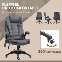 Vinsetto Cadeira de Escritório com Função de Massagem e Aquecimento Ergonómica Regulável em Altura Cinza Escuro(m-4)