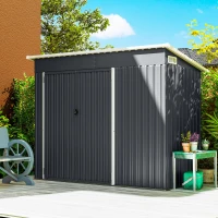 Outsunny Metall Gerätehaus 2,68 m², abschließbar Geräteschuppen mit 3 Türen Lüftung Pultdach Handschuhen(m-9)