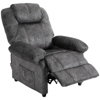 HOMCOM Sillón Relax Reclinable Manual Sillón Relax de Terciopelo con Reposabrazos Reposapiés Acolchado Grueso Negro(m-12)