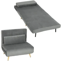 HOMCOM Schlafsessel 3-in-1, ausklappbarer Sessel aus Cord mit Schlaffunktion verstellbare Rückenlehne, Kissen Dunkelgrau(m-12)