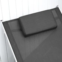Outsunny Gartenliegen mit Kissen Sonnenliege Relaxliege ergonomisch Aluminium Texteline Schwarz 160 x 60 x 65 cm(m-8)