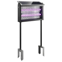 Outsunny Solar Bug Zapper Outdoor, 3500 V Electric Mosquito Fly Zapper with 4.3 m Cord, Dusk-to-Dawn Control, Black(m-1)
