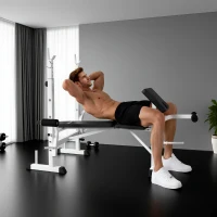 HOMCOM Banco de Musculación Inclinable con Soporte para Barra Ajustable Extensión de Piernas y Curl de Predicador para Gimnasio(m-8)