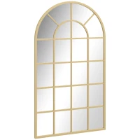 HOMCOM Miroir verrière arche style industriel fenêtre arcade métal 110 x 65 cm doré(m-12)