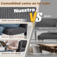 HOMCOM Pack de 4 Sillas de Comedor Respaldo Alto Tapizadas en Pana Asiento Acolchado Patas de Madera para Salón Gris(m-5)