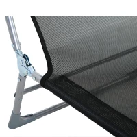 Outsunny Șezlong Pliabil cu Spătar Reglabil pe 5 Niveluri și Pernă, Șezlong de Grădină cu Material Texteline, pentru Plajă Piscină Grădină, 182x56x28 cm, Negru(m-7)
