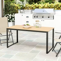 Outsunny Gartentisch für 6 Personen 160 x 80 cm Wetterfest Balkontisch mit Lamellen-Tischplatte, Buffettisch Outdoor Teak(m-10)