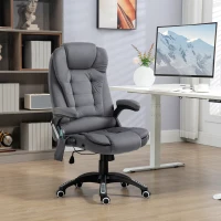 Vinsetto Cadeira de Escritório com Função de Massagem e Aquecimento Ergonómica Regulável em Altura Cinza Escuro(m-2)