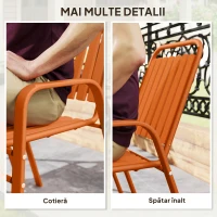Outsunny Set de 4 Scaune de Grădină Stivuibile cu Spătar Înalt și Brațe, 56x66x91 cm, Maro Închis(m-7)