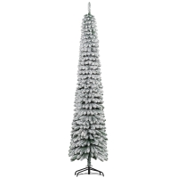 HOMCOM Árbol de Navidad Estrecho Nevado 240 cm con 603 Ramas y Soporte de Metal Plegable para Salón Interior Verde