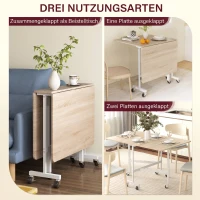 HOMCOM Klappbarer Esstisch, für bis zu 6 Personen geeignet, mit 6 Rollen und Bremsen, für kleine Räume, Eiche(m-4)