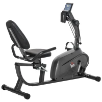 HOMCOM Recumbent Seated Exercise Bike, Recovery Rehab Exercise Bike Home Exerciser, 8-Level Magnetic Resistance Stationary Bike with Pad Holder, LCD Monitor, Wheels for Indoor Cardio Workout, Black(m-10)