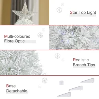 HOMCOM 2.5FT Prelit Artificial Tabletop Christmas Tree with Fibre Optics Holiday Home Xmas Decoration for Table and Desk, White(m-8)