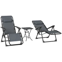 Outsunny Sonnenliege 2er Set klappbar Zero Gravity Liegestuhl mit Kopfstützen Beistelltisch inklusive 2 Getränkehalter(m-11)