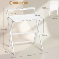 HOMCOM 70 cm Folding Computer Desk with Monitor Shelf - White(m-3)