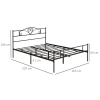 HOMCOM Bett 160 x 200 cm Bettrahmen mit Lattenrost aus Stahl, Unterbettaufbewahrung, Doppelbett, Schwarz(m-3)