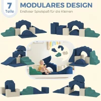 AIYAPLAY 7-teilige Schaumstoff Bausteine für Kinder XXL Softbausteine mit rutschfester Unterseite für Kleinkinder, Dunkelblau(m-4)