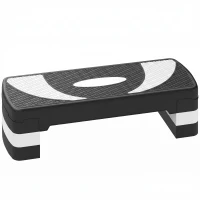 HOMCOM Aerobic-Stepper 3-stufig höhenverstellbar 80 x 31 x 20 cm Schwarz+Grau(m-1)