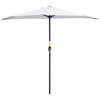 Outsunny Umbrelă de Terasă în Formă de Semilună cu Deschidere cu Manivelă și Stâlp în 2 Secțiuni, 2,6x1,35 m, Albă(m-11)