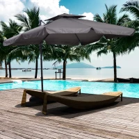 Outsunny Sonnenschirm UV30+ Ampelschirm Roma Schirm mit Ständer und 4 Gewichten inkl. Schutzhaube Alu Grau 270 x 270 x 260 cm(m-10)