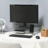 HOMCOM Suporte para monitor com compartimento para teclado, transparente, para monitores até 60,96 cm, 2 níveis, acrílico, 50,8 x 19 x 12 cm(m-6)