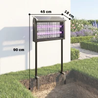 Outsunny Solar Bug Zapper Outdoor, 3500 V Electric Mosquito Fly Zapper with 4.3 m Cord, Dusk-to-Dawn Control, Black(m-3)