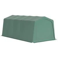 Outsunny Tendone da Giardino per Auto con Ingresso a Cerniera e Picchetti, 600x255-310x255cm, Verde(m-11)