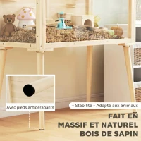 PawHut Cage hamster habitats pour rongeur bois toit ouvrable 7 plateformes 2 balançoires 110x52x101cm effet bois naturel(m-5)