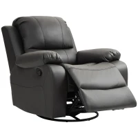 HOMCOM Poltrona relax, encosto e apoio para os pés ajustáveis, giratória, até 150 kg, estrutura em aço, 93x100x98cm, Preto(m-7)