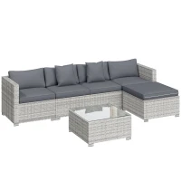 Outsunny 6 Pieces Rattan Corner Sofa Set - Mixed Grey(m-1)