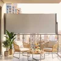 Outsunny Store latéral brise-vue paravent rétractable 3 x 1 m alu. polyester anti-UV haute densité 180 g/m² gris(m-12)