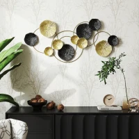 HOMCOM Metal Wall Art, Modern Hanging Wall Decor with Multi-Disc Design for Living Room(m-9)