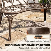 Outsunny Gartenbank 2-Sitzer aus Metall, Sitzbank im Retro Stil, Parkbank mit Blumenmuster 100 x 54 x 78 cm, Bronze(m-7)